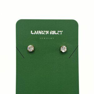 Handcrafted Preciosa Crystal Clear Stud Earrings - Shiny Gold Plated Nickel-Free